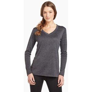 Kuhl Maven Grey Long Sleeve Knit Shirt Women’s XS Hiking Outdoor V-Neck